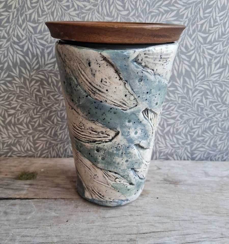 Denim blue whale travel cup second
