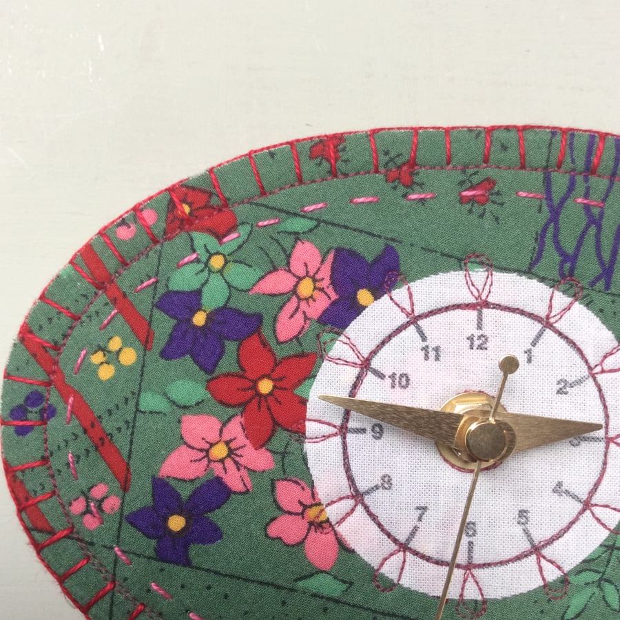 French fabric clock- green landscape