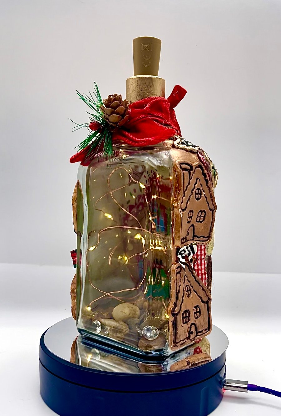 Gingerbread house bottle lamp