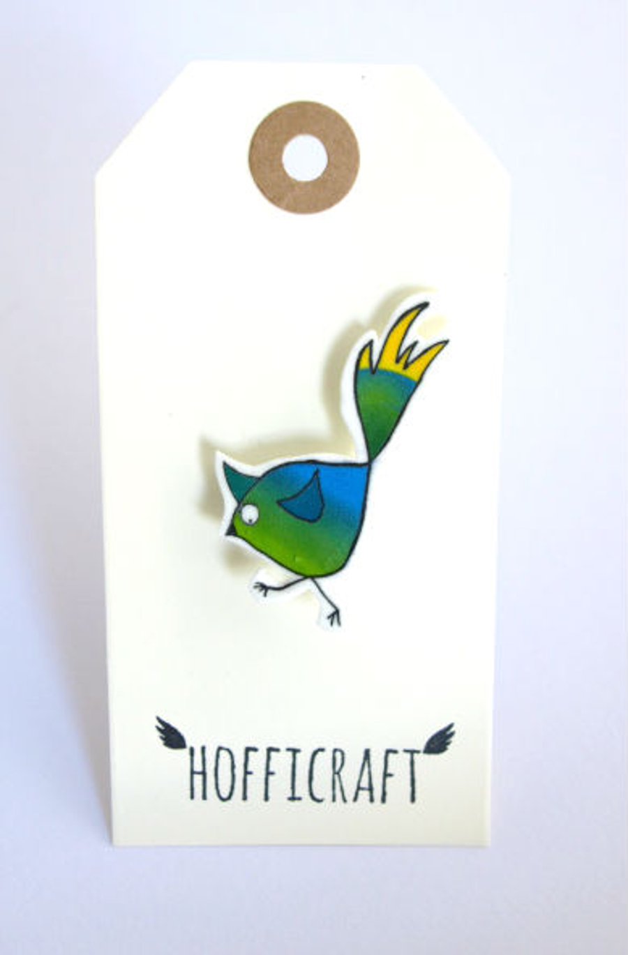 Crazy Blue Wagtail Bird Brooch