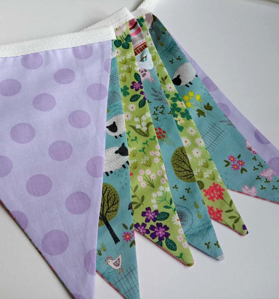Bunting - Farm animals reversible to Meadow Flowers 
