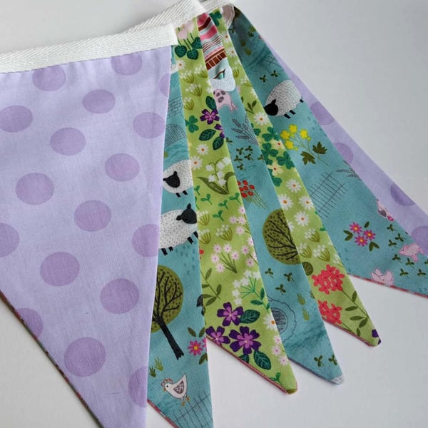 Bunting - Farm animals reversible to Meadow Flowers 