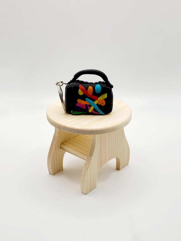 Handmade Polymer Clay Miniature Handbag, Dollhouse Accessory, Fashion Purse