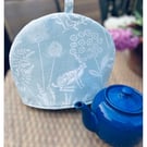 Kielder Hare Fabric Tea Cosy - Padded Duck Egg Blue  
