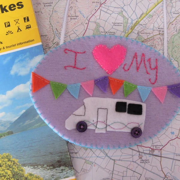 Motorhome decoration, campervan, wall hanging, embroidery art