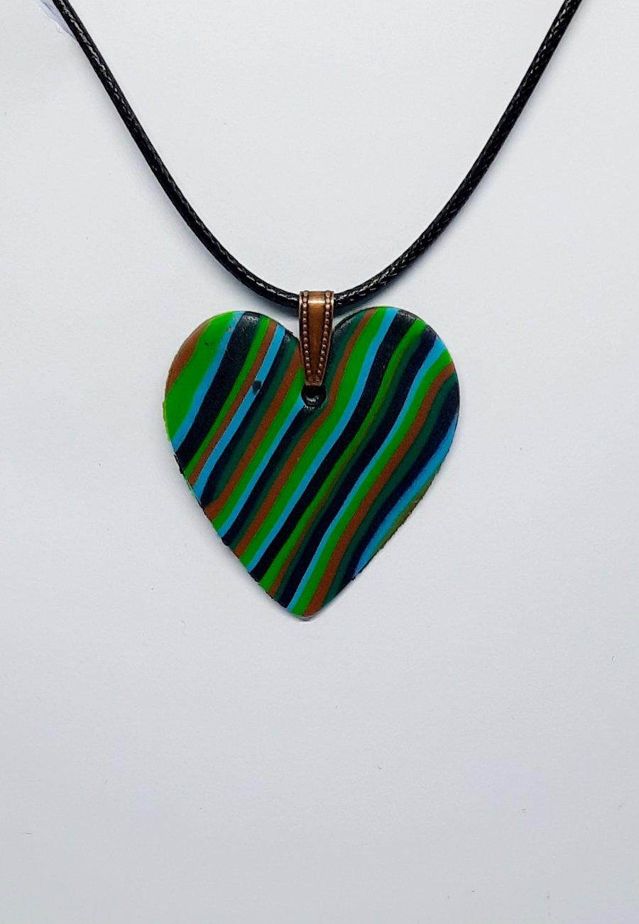 Polymer clay heart pendant 
