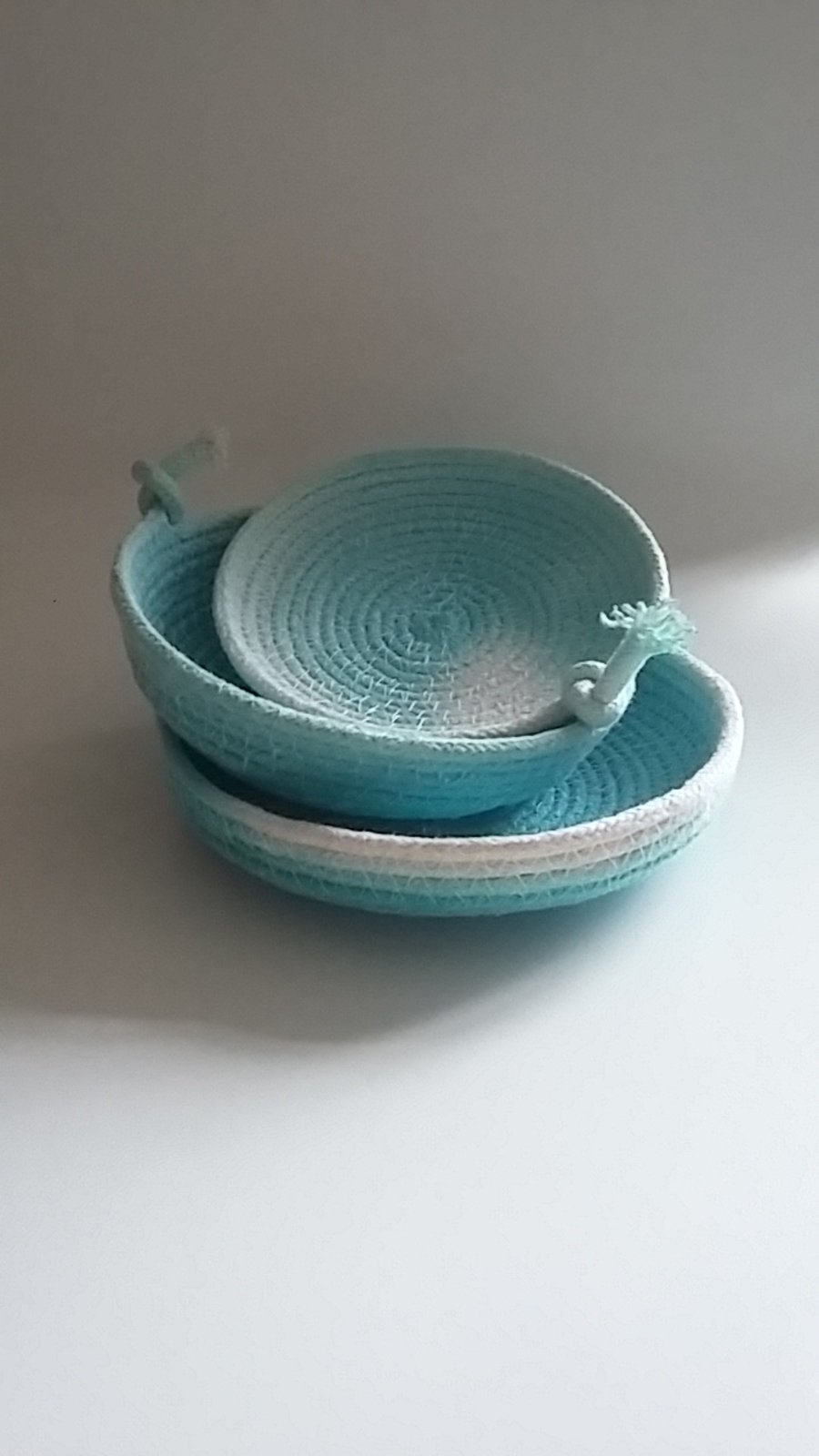 Trio of  hand dyed rope bowls