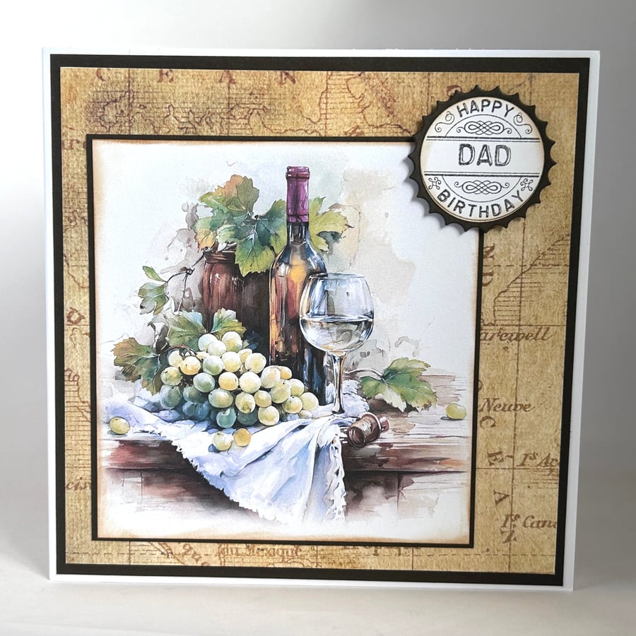 White wine Dad birthday card