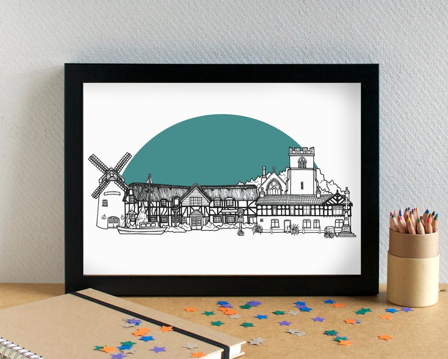 Heswall Wirral Skyline Art Print