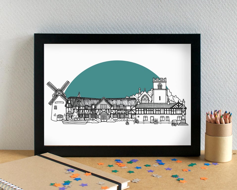 Heswall Wirral Skyline Art Print