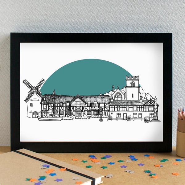 Heswall Wirral Skyline Art Print