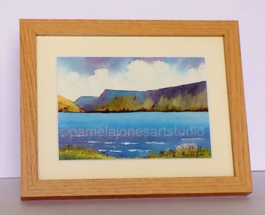 Llyn Y Fan Fach, Brecon Beacons, Wales, Original Watercolour in 9 x 7 '' Frame