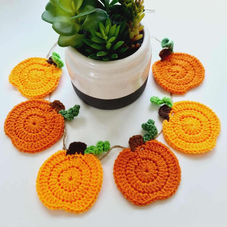 Pumpkins set of 6, Bunting Garland and Coasters