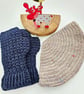 Gift Set - Navy Blue Hiking Mitts & Acorn Beret Hat 