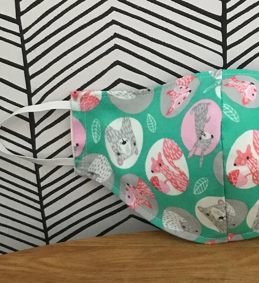 Animal Spots Face Mask 100% Cotton Fabric Washable & Re-usable Child Adult Sizes