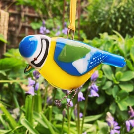 Fused glass Blue Tit