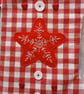 Scandi Style Gingham Christmas Stocking with Hand Embroidered Red Felt Star - Image 5