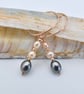 Freshwater Pearl & Rose Vermeil Hoop Earrings, June Birthday, 30th Anniversary - Image 4