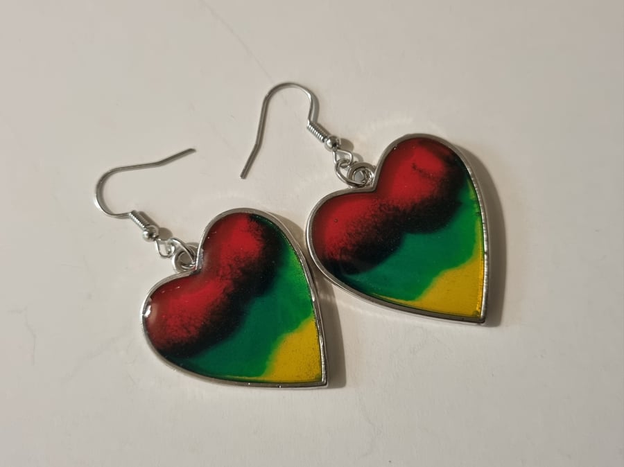 Rasta Heart Earrings 