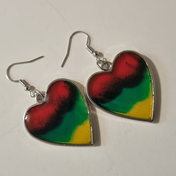 Rasta Heart Earrings 