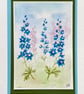 Hand painted blank card, Larkspur, floral card, one of a kind, July birthday. - Image 3