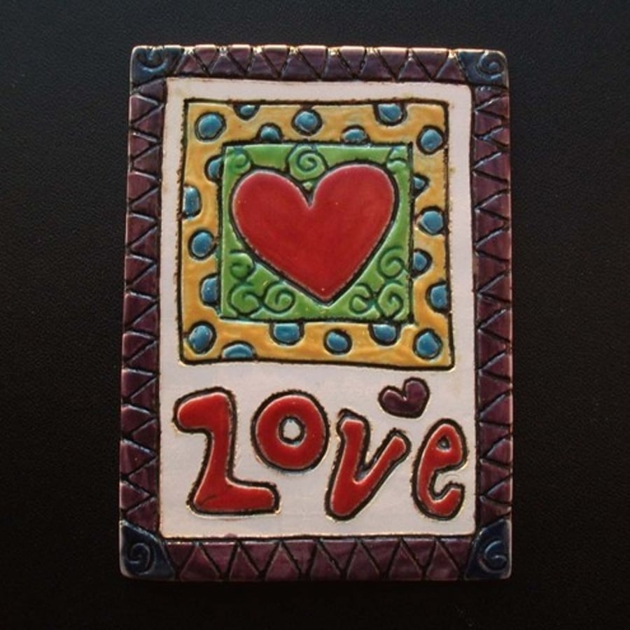 small ceramic tile aceo size. "Love"