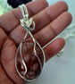 "Cherry Blossom" flower Agate silver wrapped pendant - Image 3