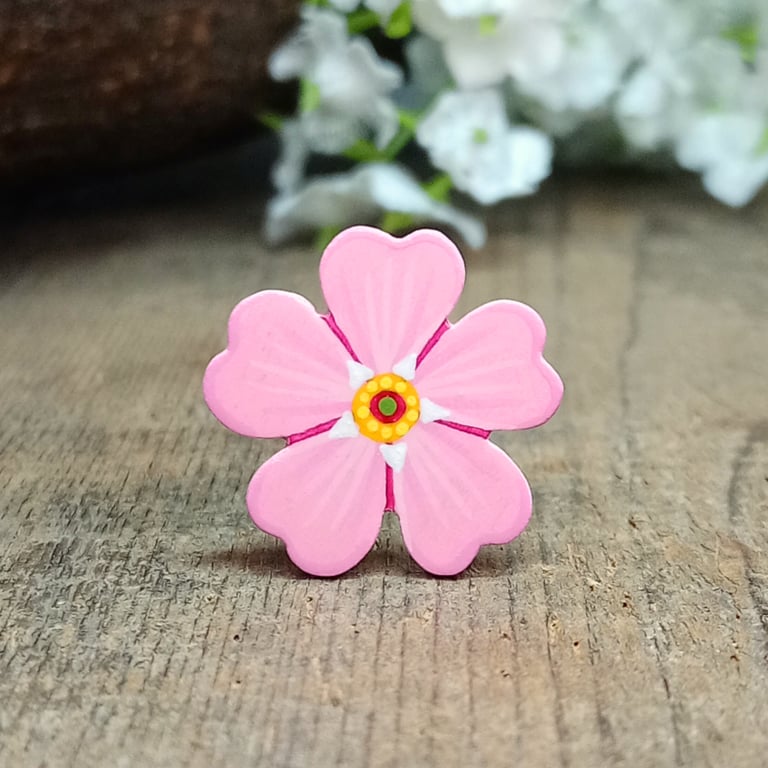 Pink Forget Me Not Pin, Handmade Remembrance Brooch, Sympathy Gift, Keepsake