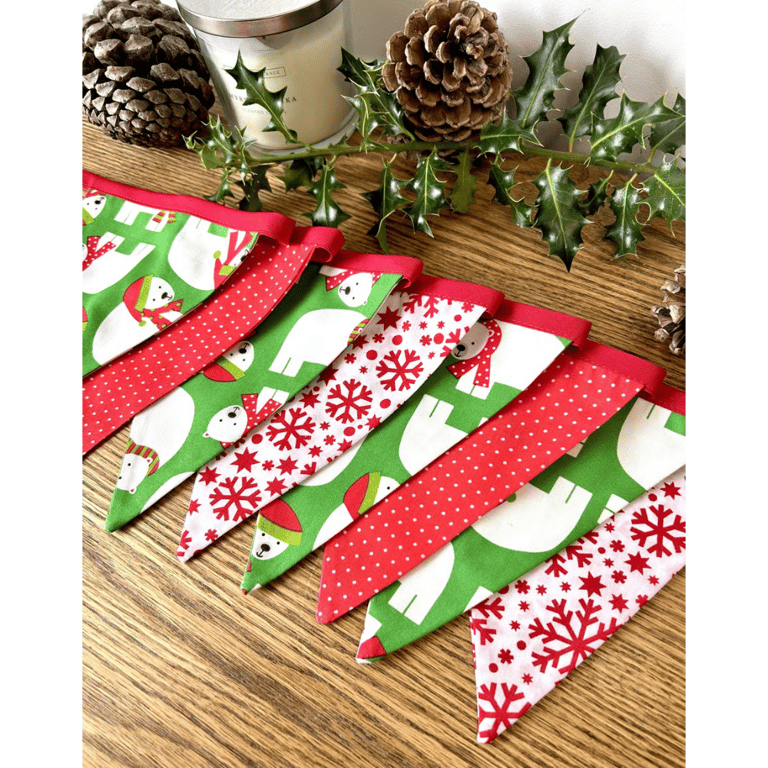 Handmade Polar Bear Bunting (Green) - Handmade Fabric Garland