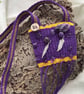 Hand Woven Talisman Pouch with Amethyst Crystals and a Hazel Rune