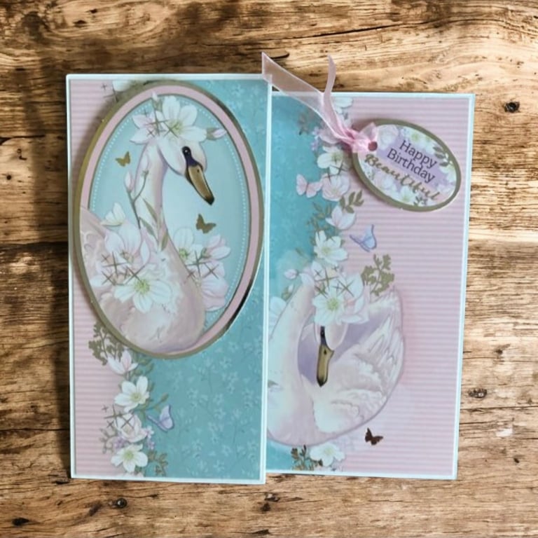 Swan Zigzag Birthday Card – "Happy Birthday Beautiful"
