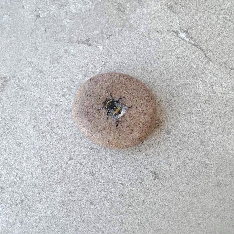 Bee Art Hand painted Stone Pebble 'Bumble Bee'