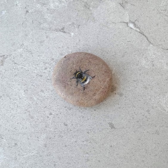 Bee Art Hand painted Stone Pebble 'Bumble Bee'