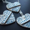 3 ceramic Thankyou tags - hanging decorations