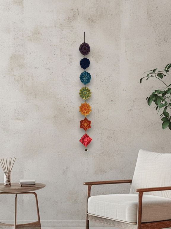 Crochet chakra wall hanging
