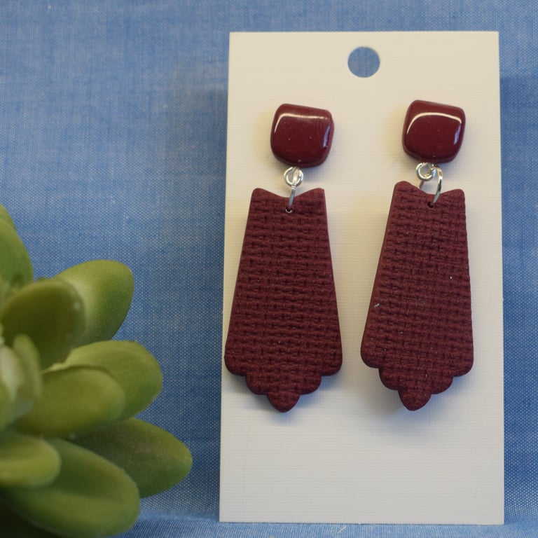 Textured Geometric Drop Earrings