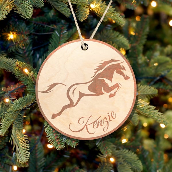 Gift Tag Horse Pet Bauble Personalised Name Christmas Ornament Custom Pet Name 