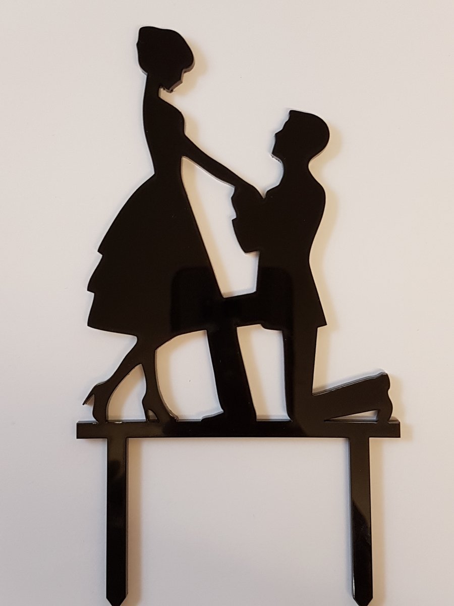 Acrylic Cake Topper - Engagement couple - Laser cut