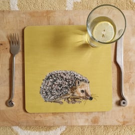 Placemat, Hedgehog Placemat, table mat, melamine mat, cork backed
