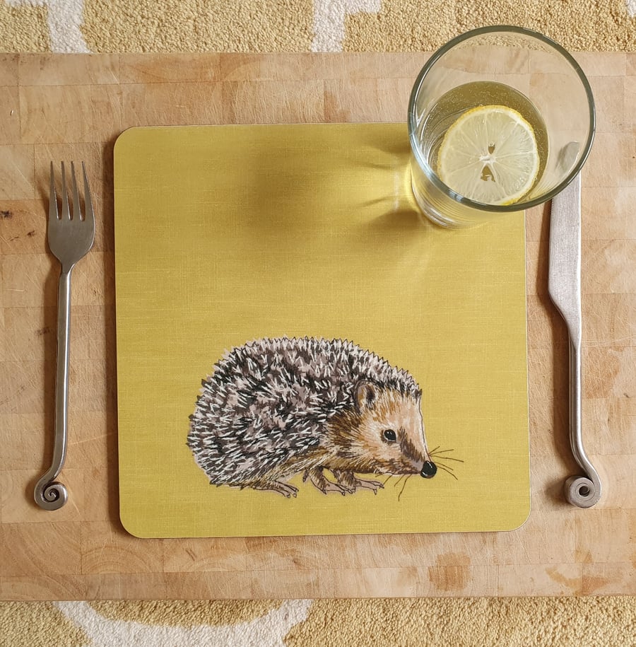 Placemat, Hedgehog Placemat, table mat, melamine mat, cork backed