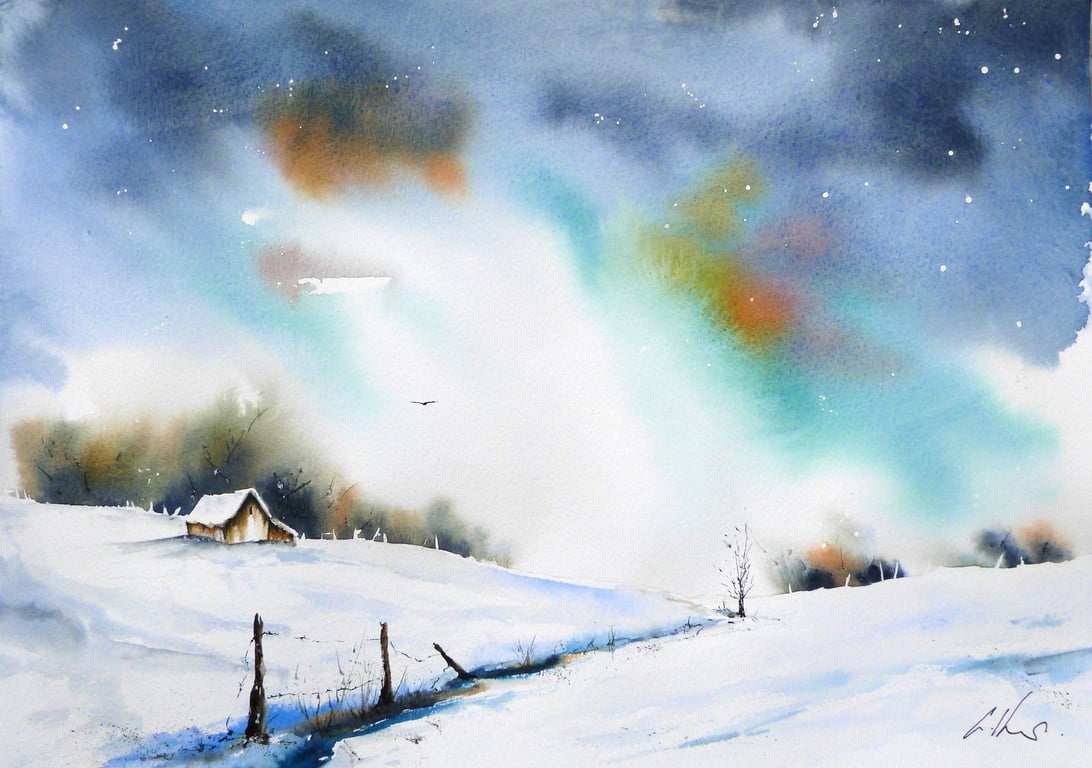 Distance. Original Watercolour Painting.