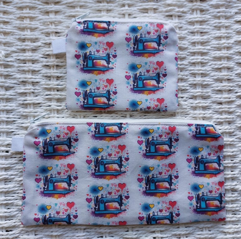 Sewing Machine Crafting Cotton Pencil Case & Purse Gift Set 