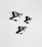 Puffin wall decoration, set of 3 flying miniature birds, wooden hand painted. - Image 7
