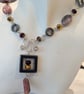 Moukite Jasper,  Hematite, Crazy Lace Agate with Sterling Silver Necklace - Image 3