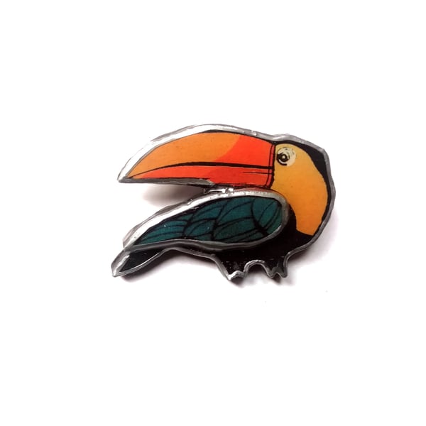 Statement Lovely large layered & Colourful Toucan Brooch by EllyMental