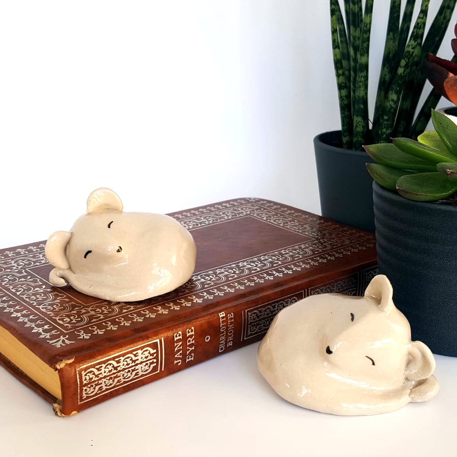 Pair of pottery mice