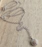Sterling silver pebble pendant with bronze heart, Small silver nugget necklace - Image 6