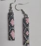 Pink Snake Pattern Miyuki Earrings Grey Beaded Dangle Earrings