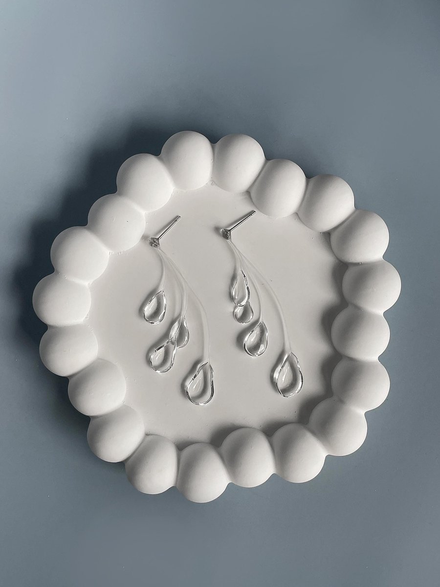 Handmade raindrop earrings, minimalist jewellery, water inspired earrings