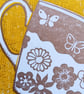 Linocut Time for tea kitchen print yellow and gold perfectly imperfect - Image 2